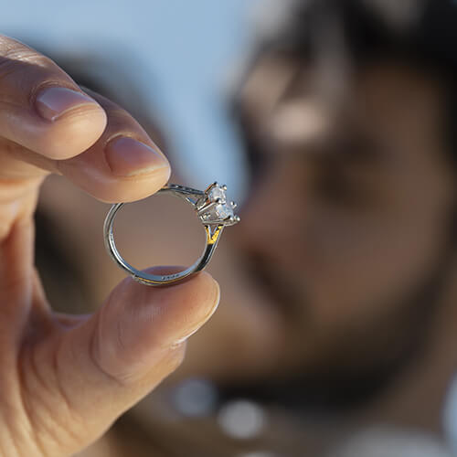 Round or Oval Silver Engagement Ring