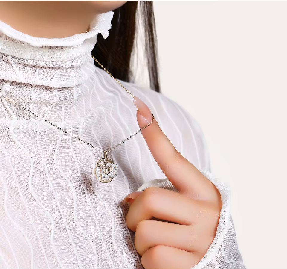 سلسال المويسانيت الوردي من الفضة الإسترليني