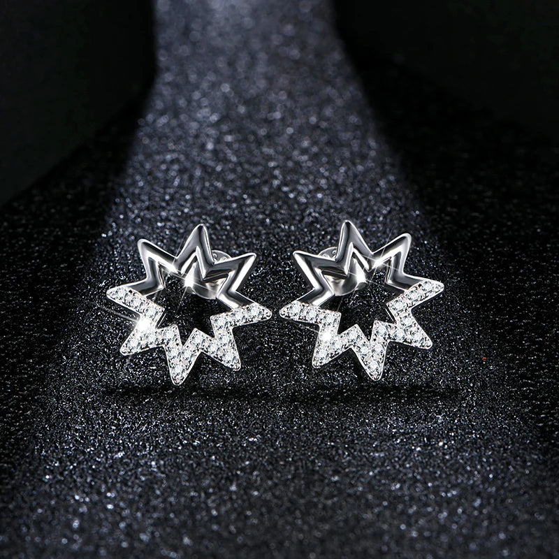 Moissanite Star Stud Earrings