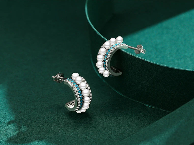 Vintage Turquoise Pearl Studs
