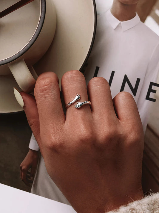 Sterling Silver Hug Adjustable Ring