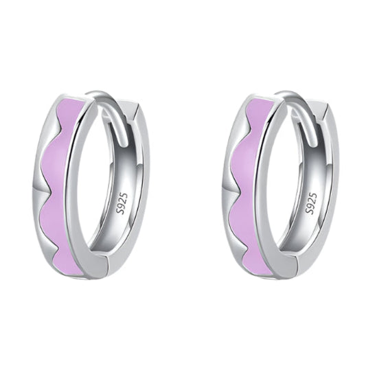 Purple Enamel Hoop Earrings - Auri