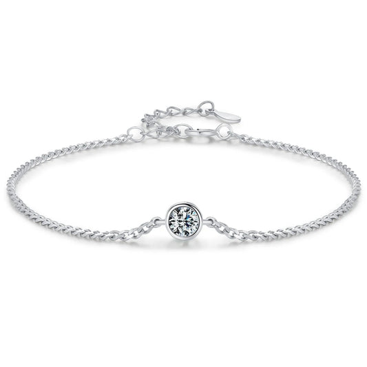 Moissanite Solitaire Chain Bracelet