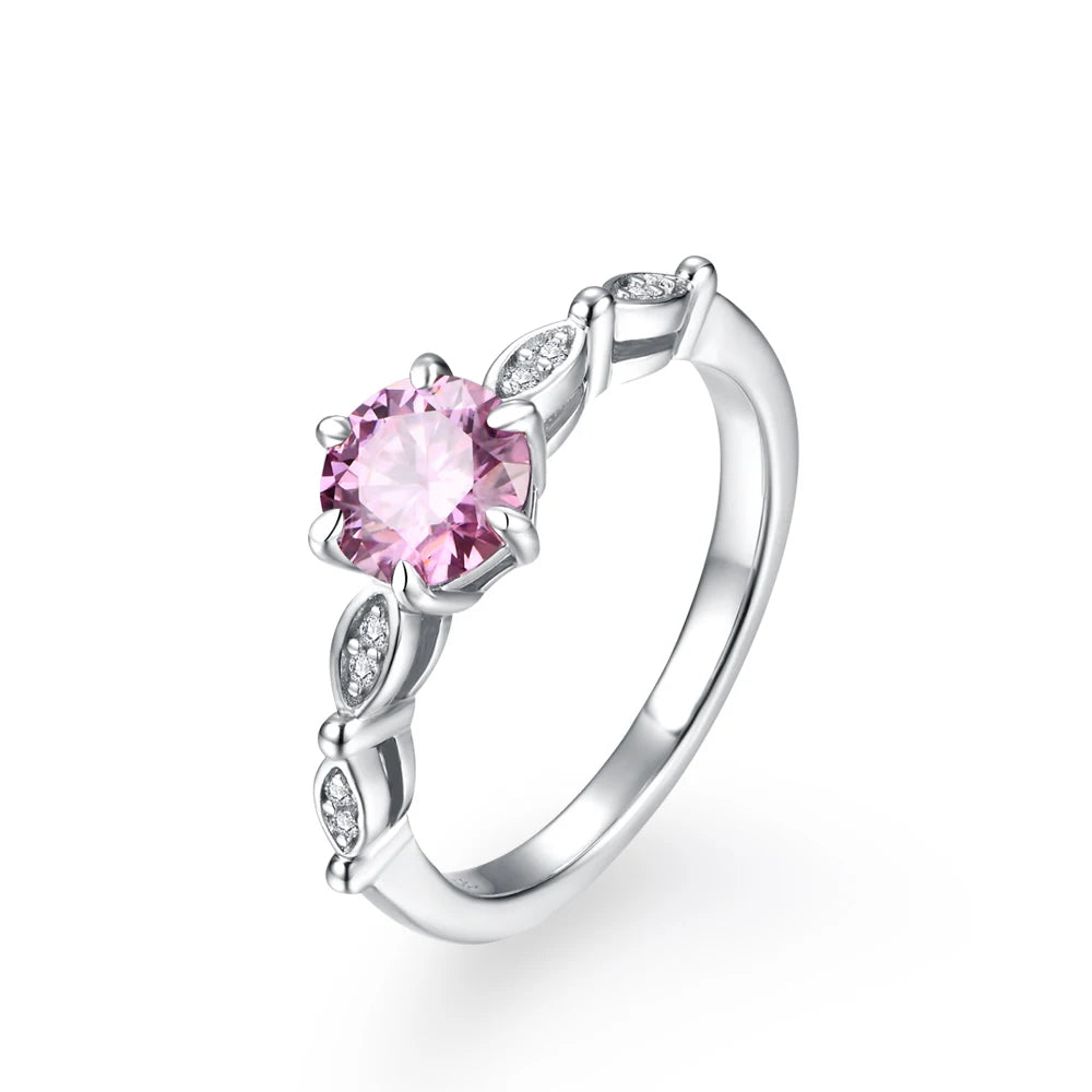 Flower Crown Pink Moissanite Ring
