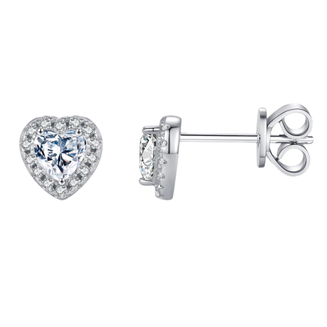 Moissanite Heart Stud Earrings - Ishqa