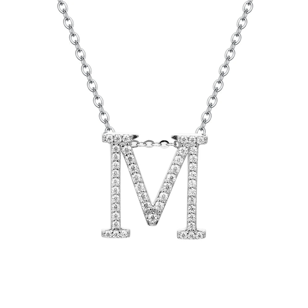 Moissanite Letter Pendant Necklace - M