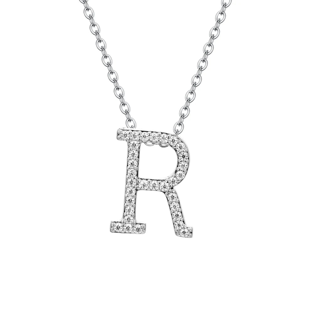 Moissanite Letter Pendant Necklace - R