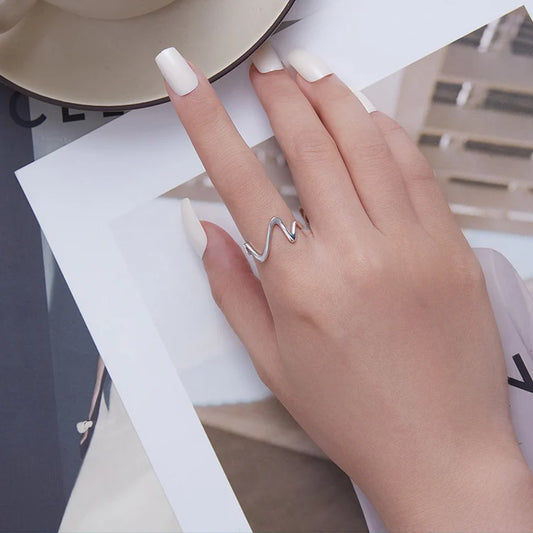 Sculpted Silver Wave Ring