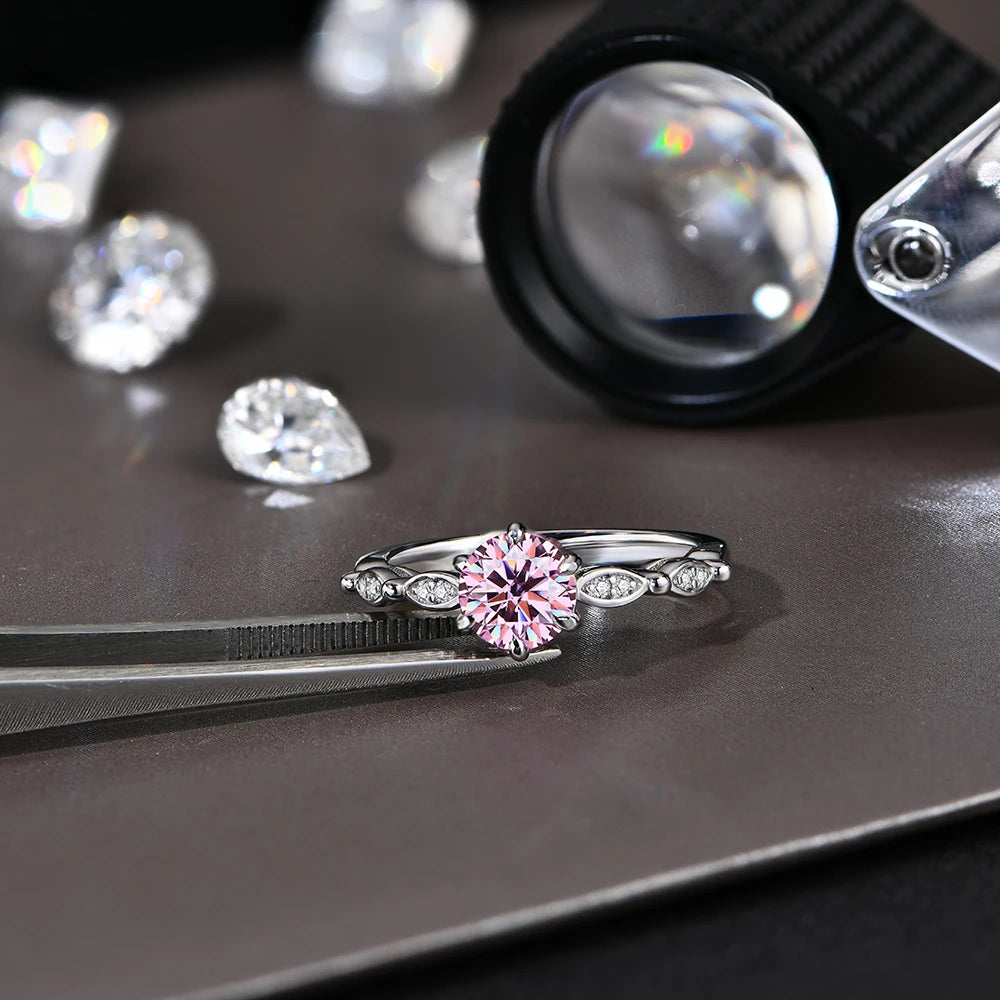 Flower Crown Pink Moissanite Ring