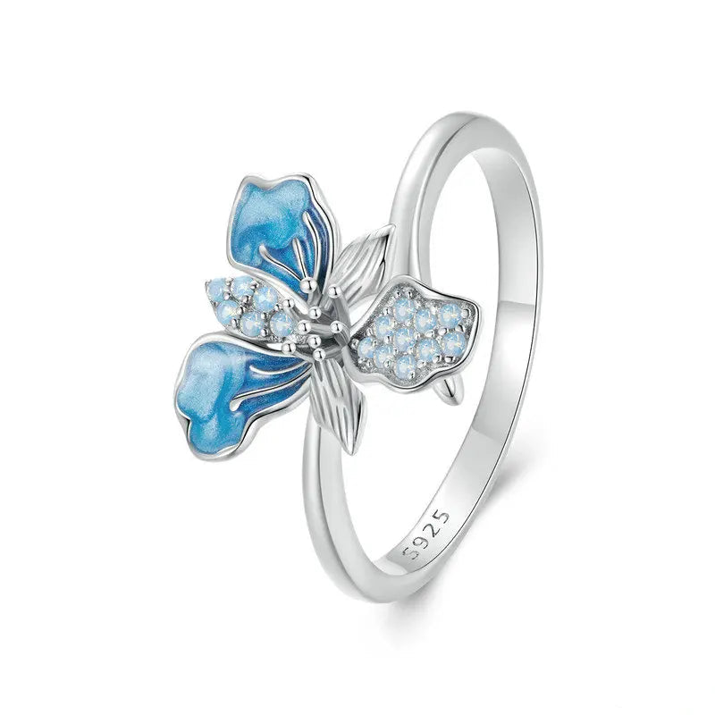 Blue Orchid Enamel Adjustable Ring - Elan
