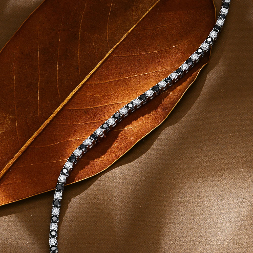 سوار التنس من المويسانيت الأسود