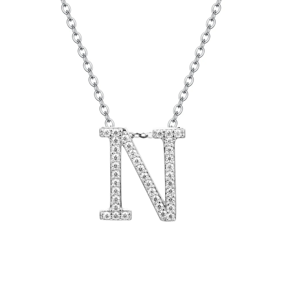 Moissanite Letter Pendant Necklace - N