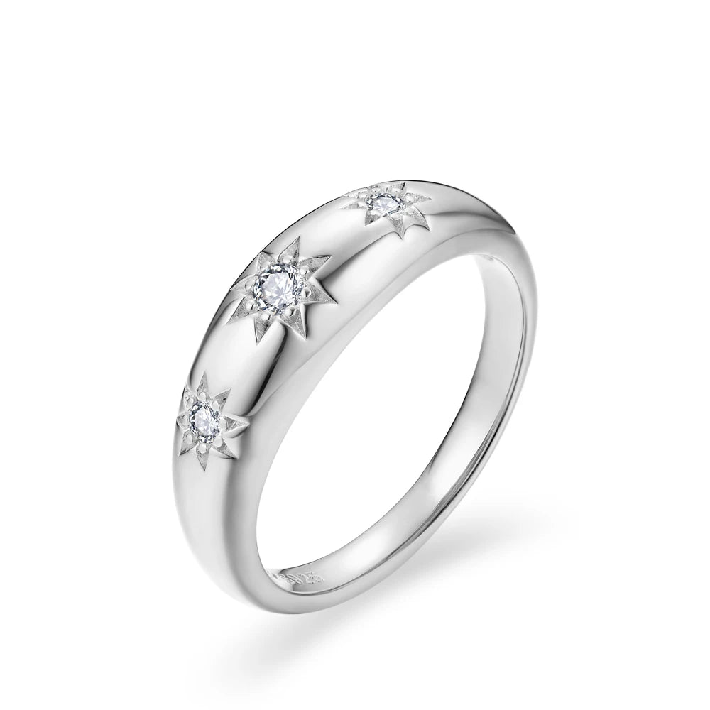 Bold Chunky Moissanite Sterling Silver Ring