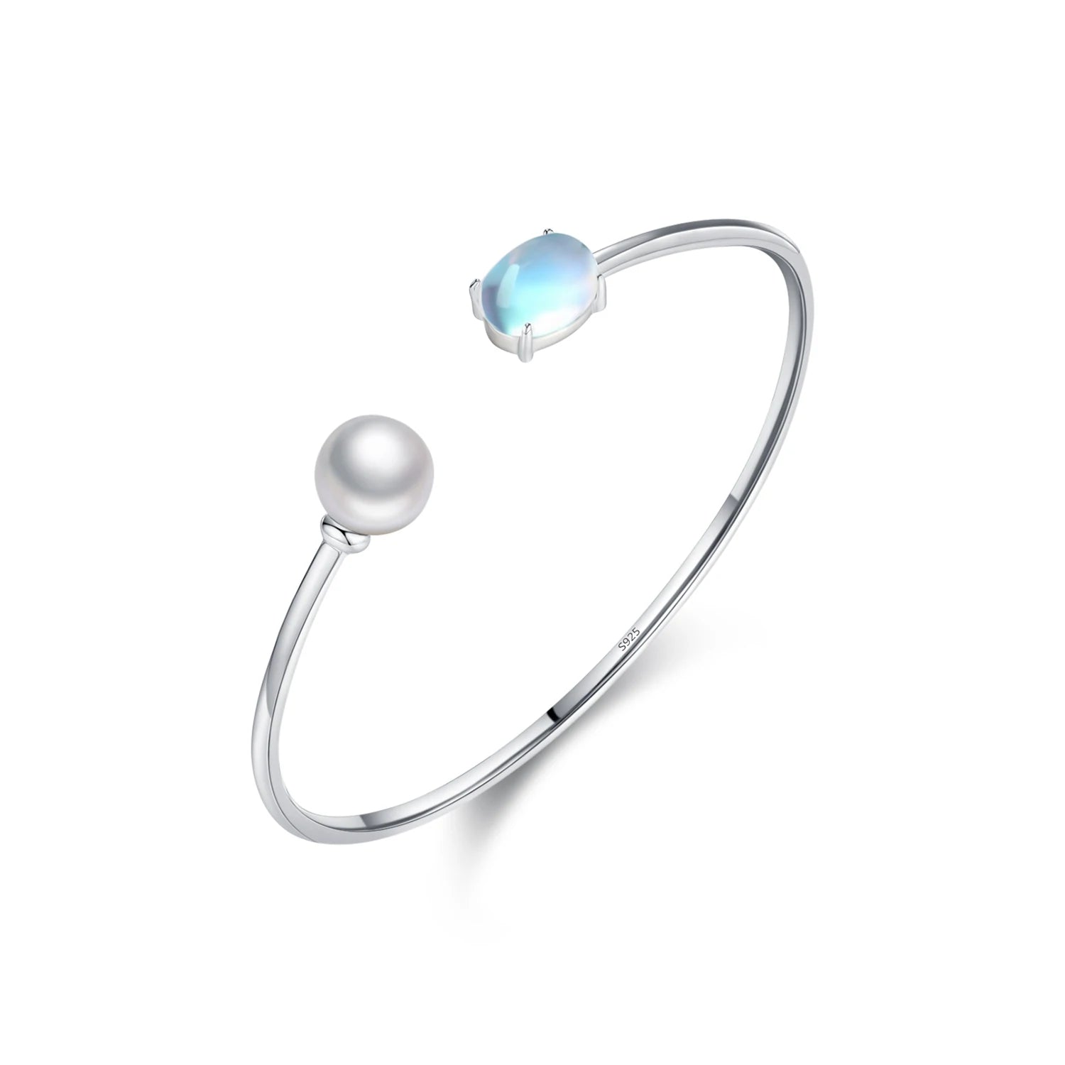 Pearl Moonstone Bangle Bracelet Zeya Alef Jewels