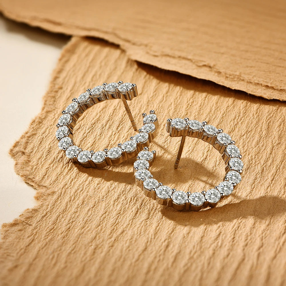Moissanite Hoop Earrings 925 Silver - Dew