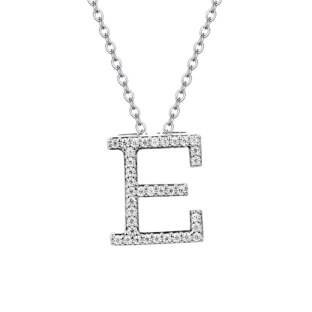 Moissanite Letter Pendant Necklace - E