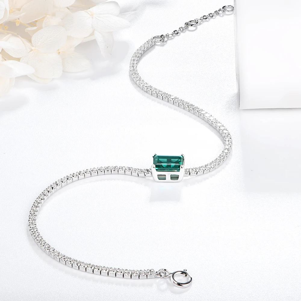 Green Solitaire Moissanite Tennis Bracelet