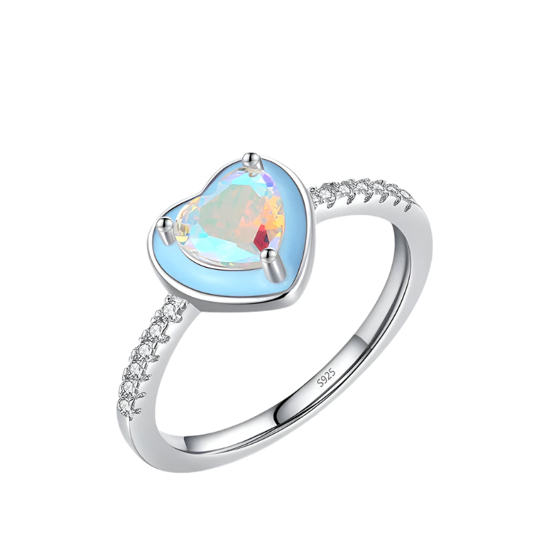 Sterling Silver Blue Enamel Heart Ring