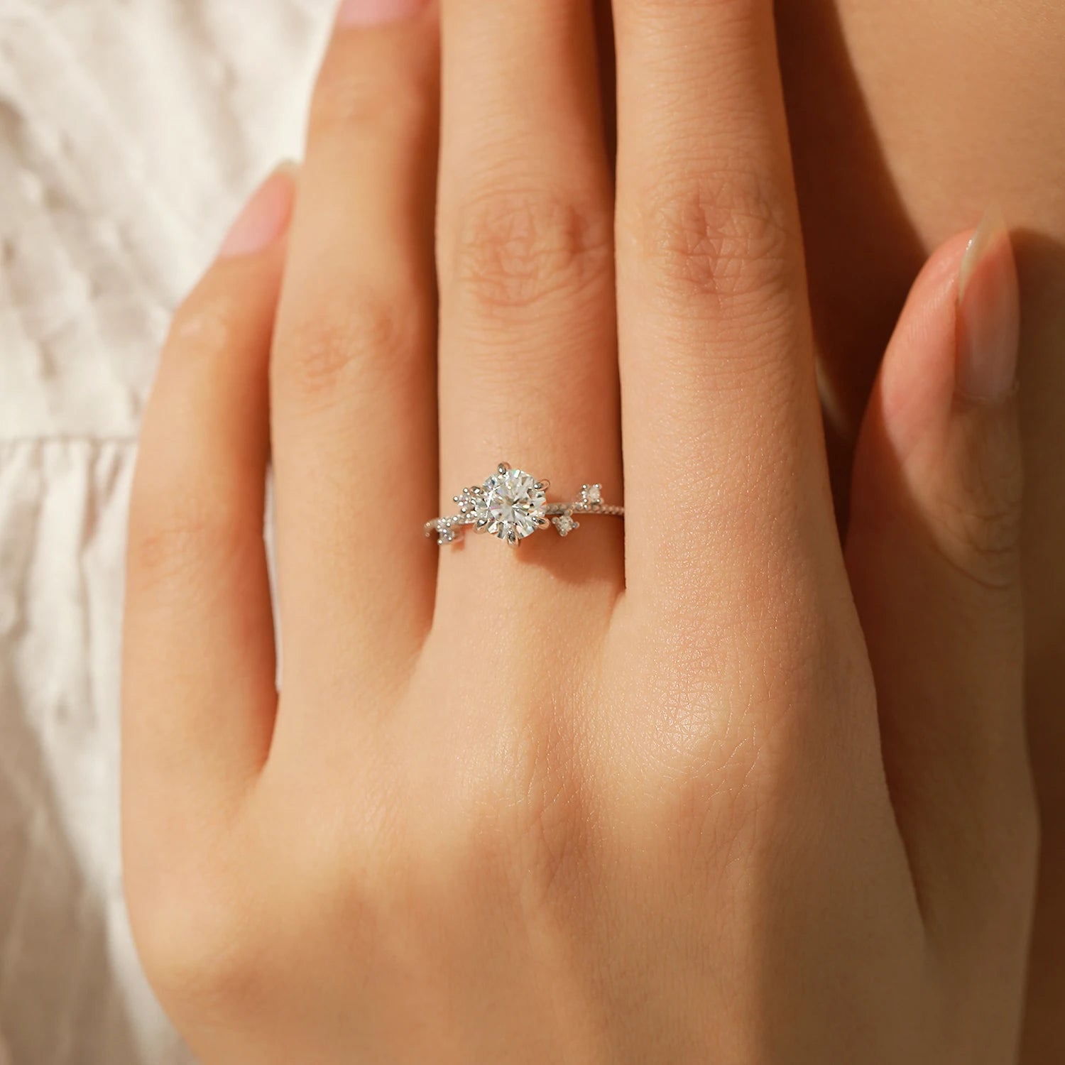 Crown Moissanite Sterling Silver Ring