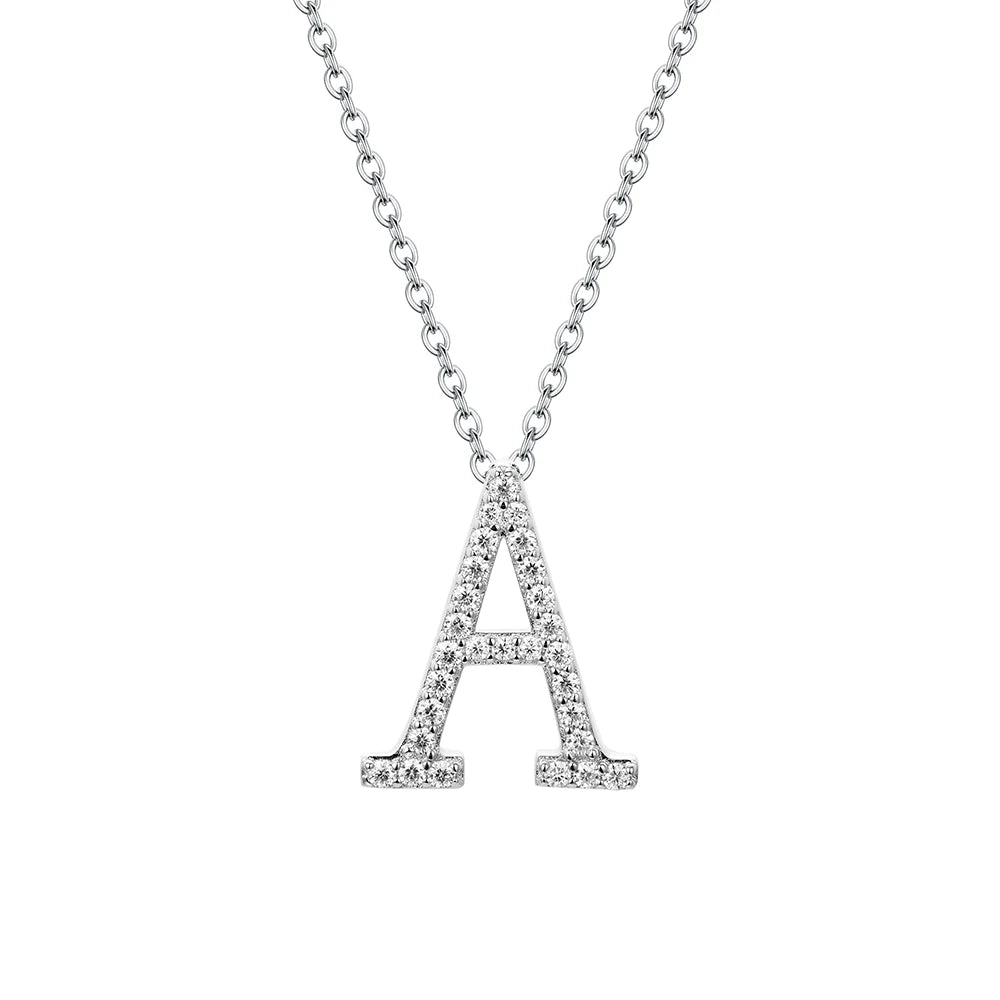 Moissanite Letter Pendant Necklace - A