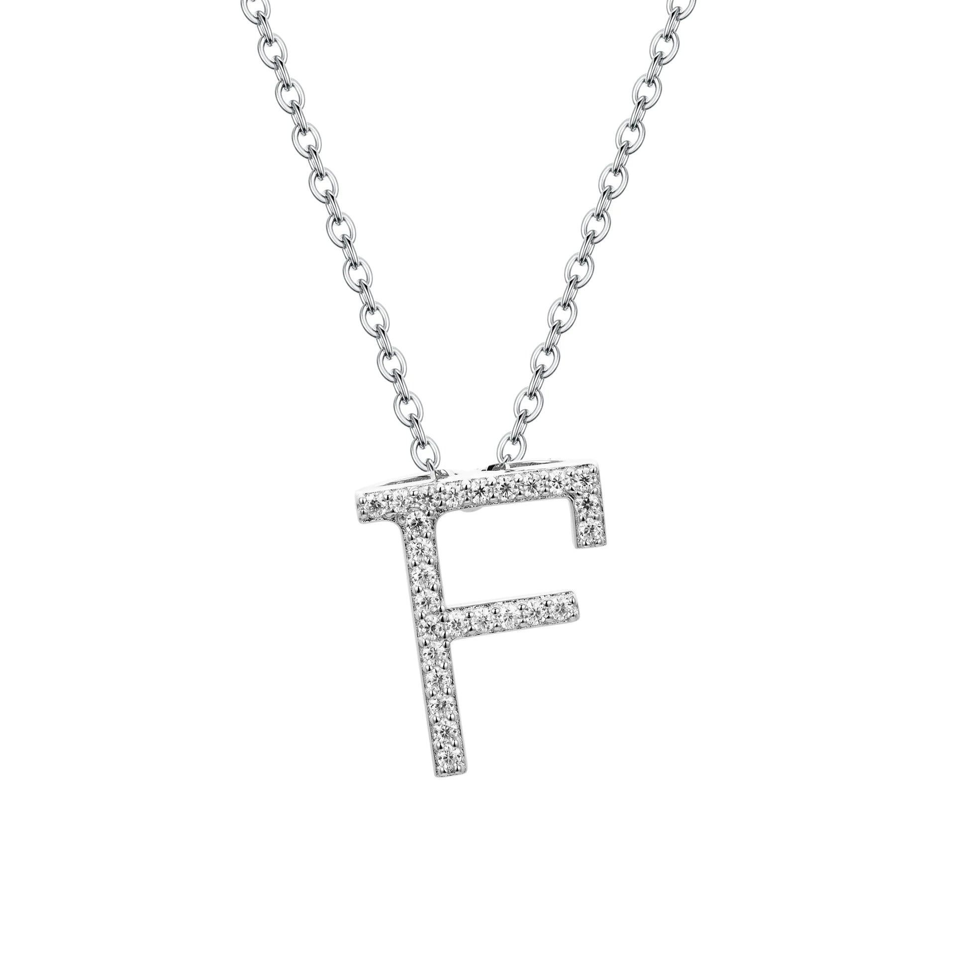 Moissanite Letter Pendant Necklace - F