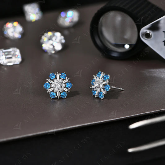 أقراط المويسانيت على شكل ندفة الثلج