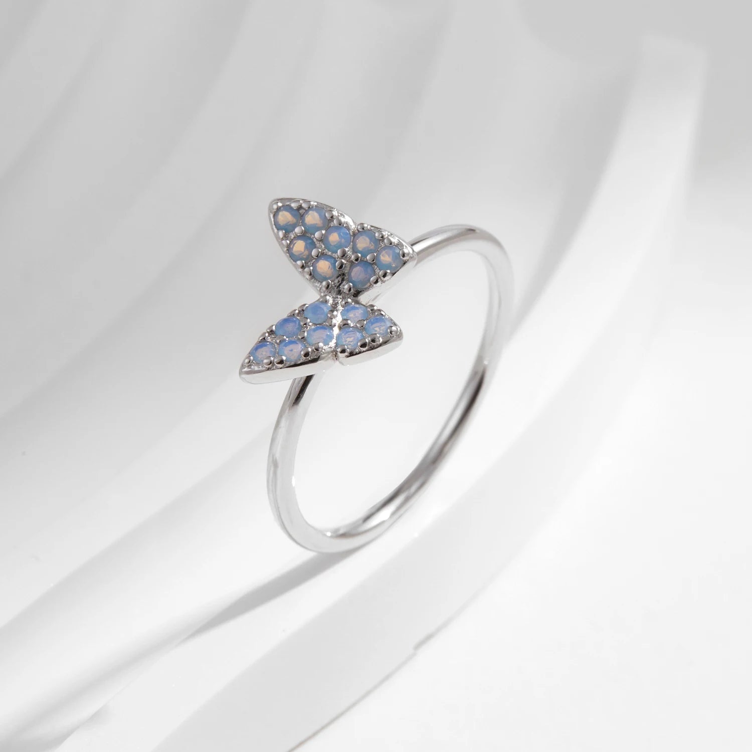 Blue Opal Butterfly Sterling Silver Ring