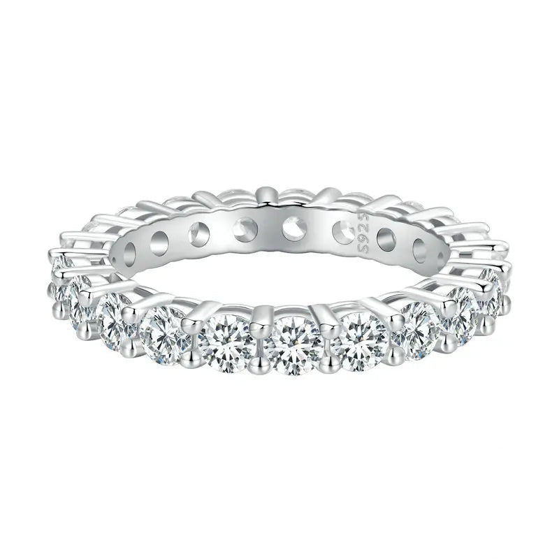 Timeless Sparkle Sterling Silver Wedding Band Ring