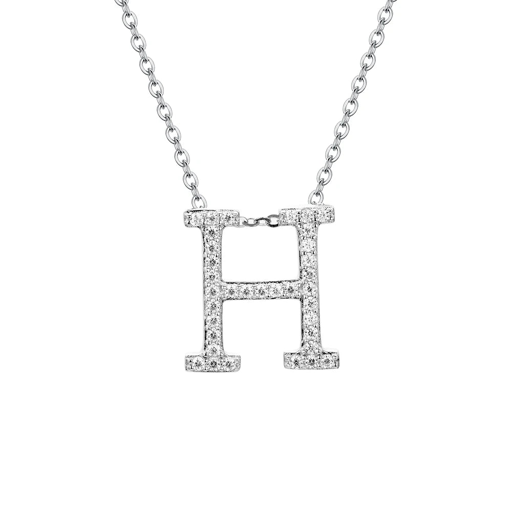 Moissanite Letter Pendant Necklace - H