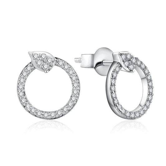Moissanite Stud Earrings with Leaf - Dalia