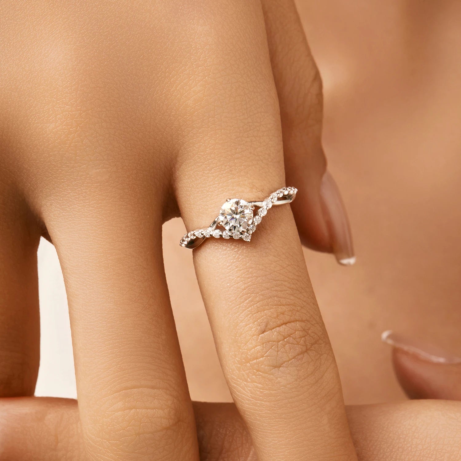Moissanite Halo Engagement Ring