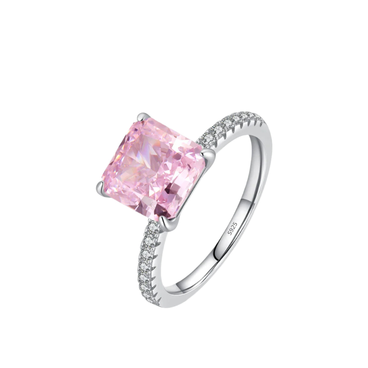 Pink Fire Solitaire Ring - Aya