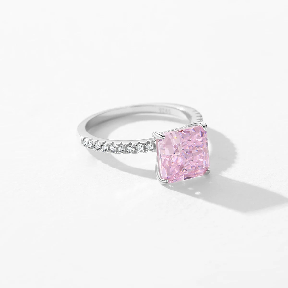 Pink Fire Solitaire Sterling Silver Ring