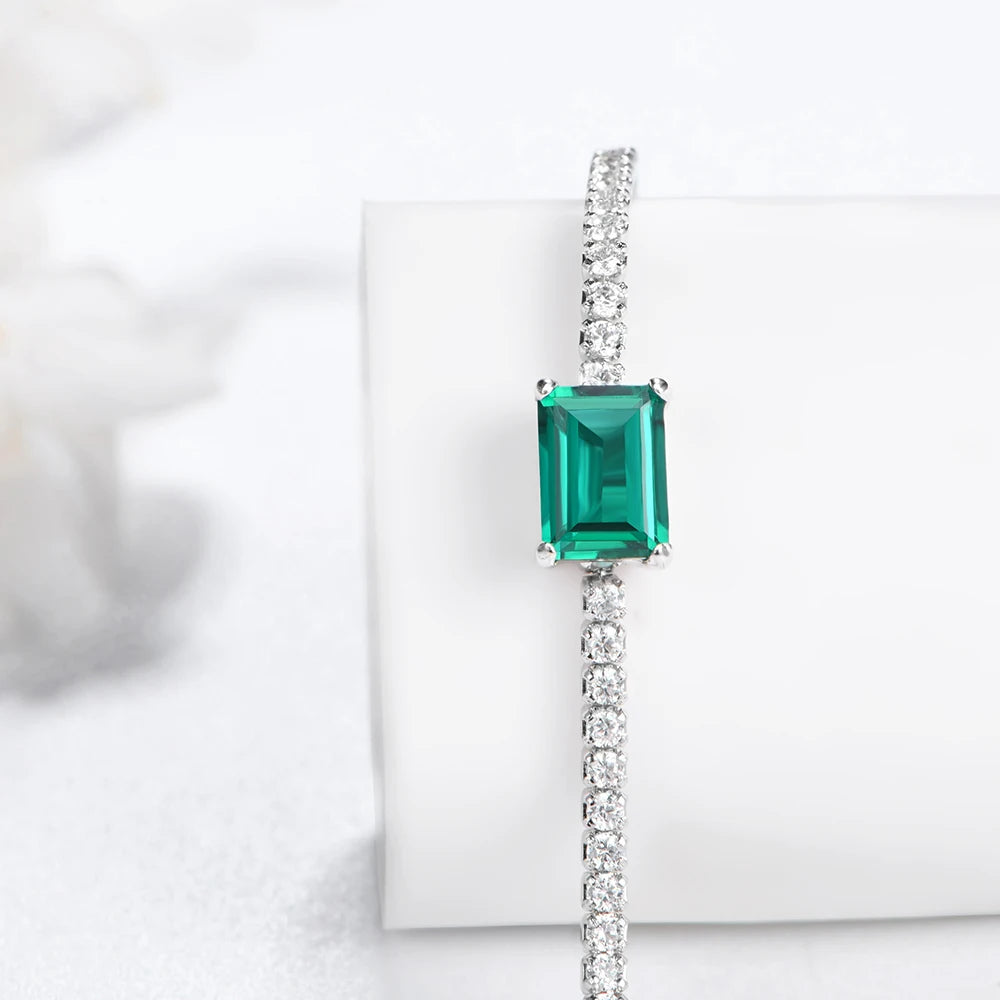 Green Solitaire Moissanite Tennis Bracelet