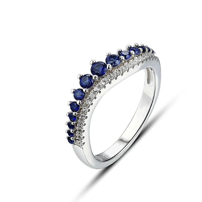 Blue Sapphire Sterling Silver Band Ring