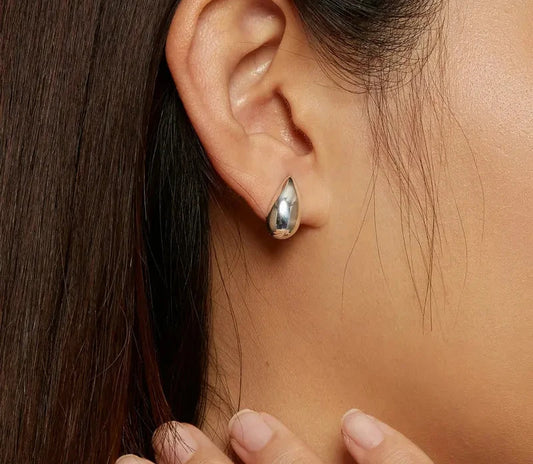 Sterling Silver Teardrop Stud Earrings - Aura