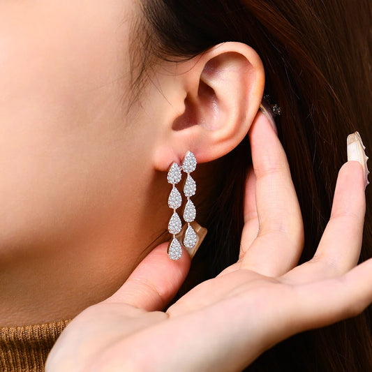 Moissanite Sterling Silver Drop Earrings