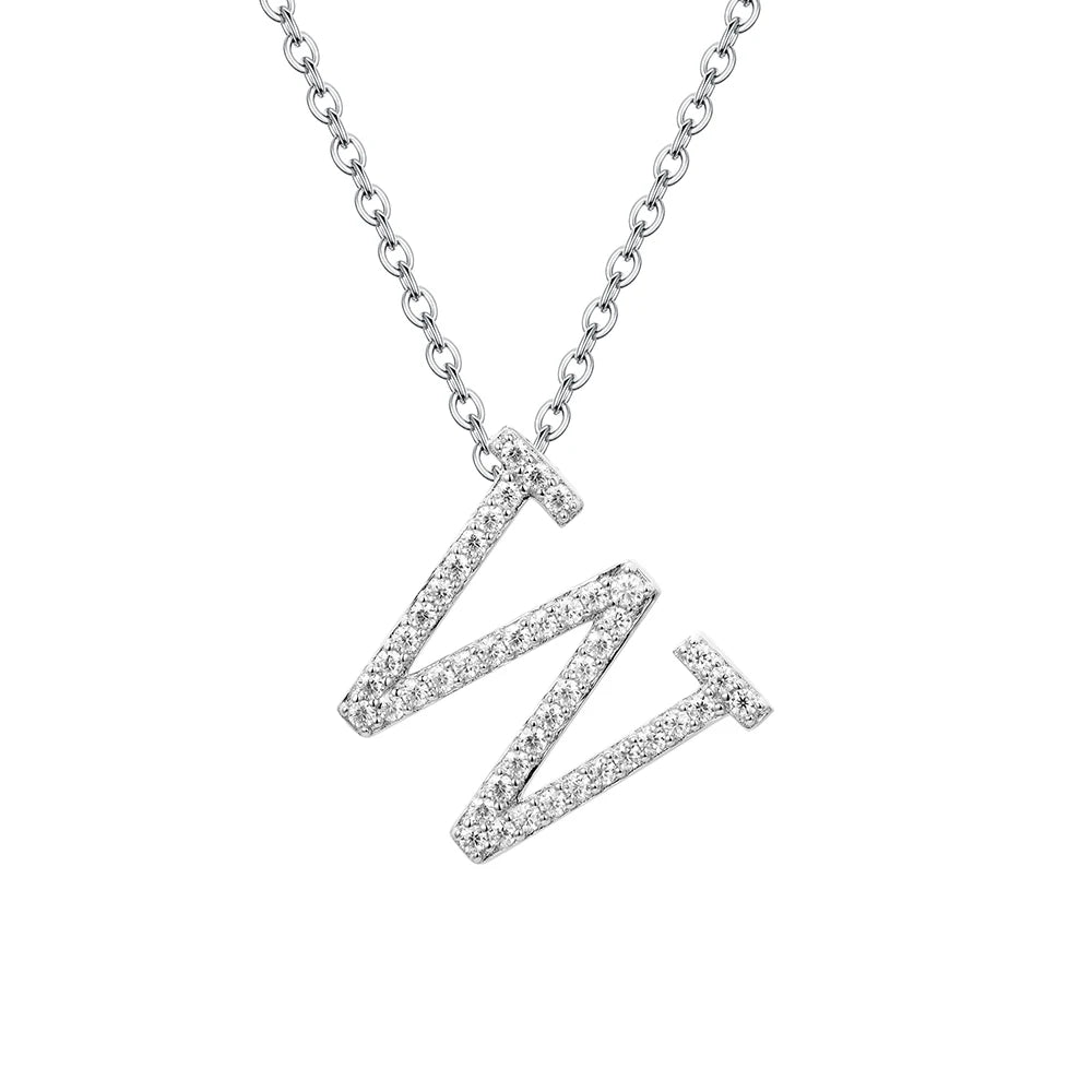 Moissanite Letter Pendant Necklace - W