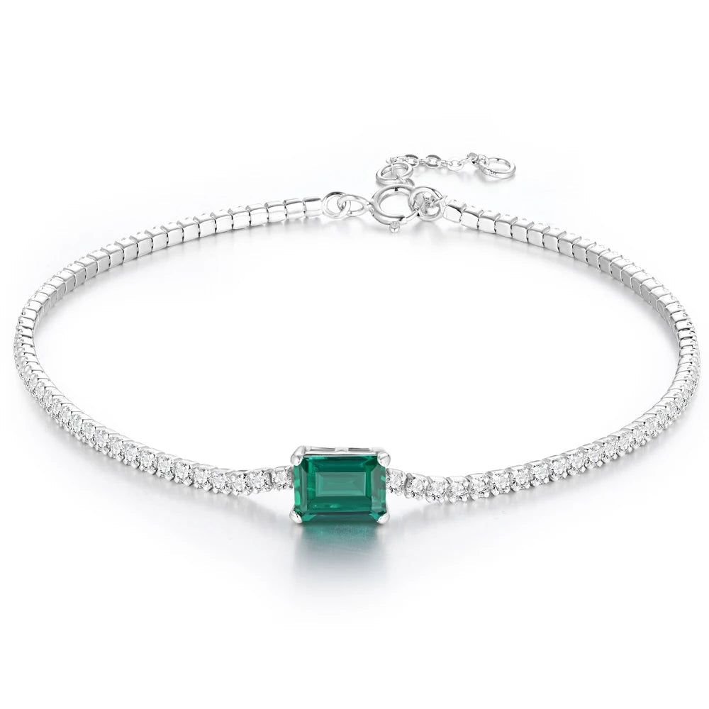 Green Solitaire Moissanite Tennis Bracelet