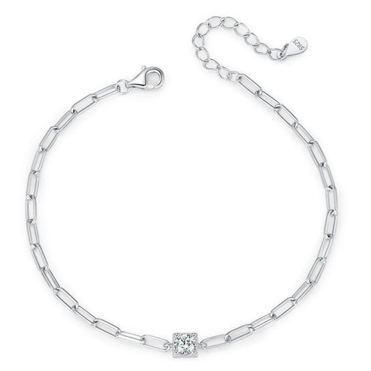 Silver Moissanite Chain Bracelet - Thalia