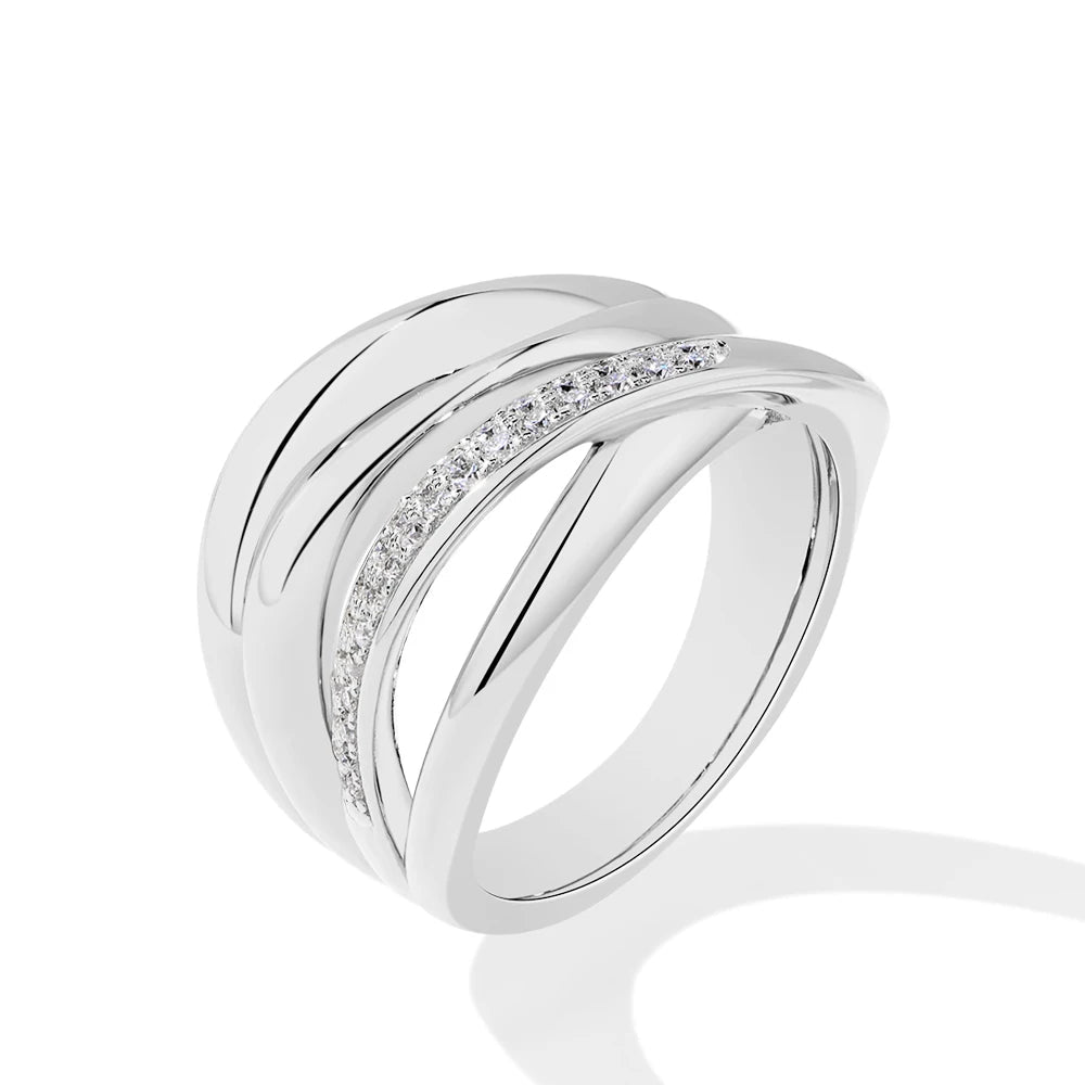 Moissanite Ripple Ring