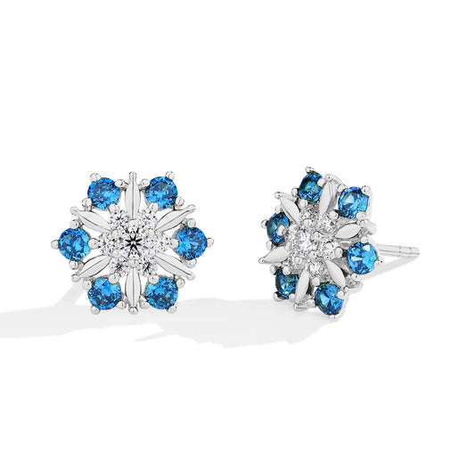 Snowflake Moissanite Earrings - Blue