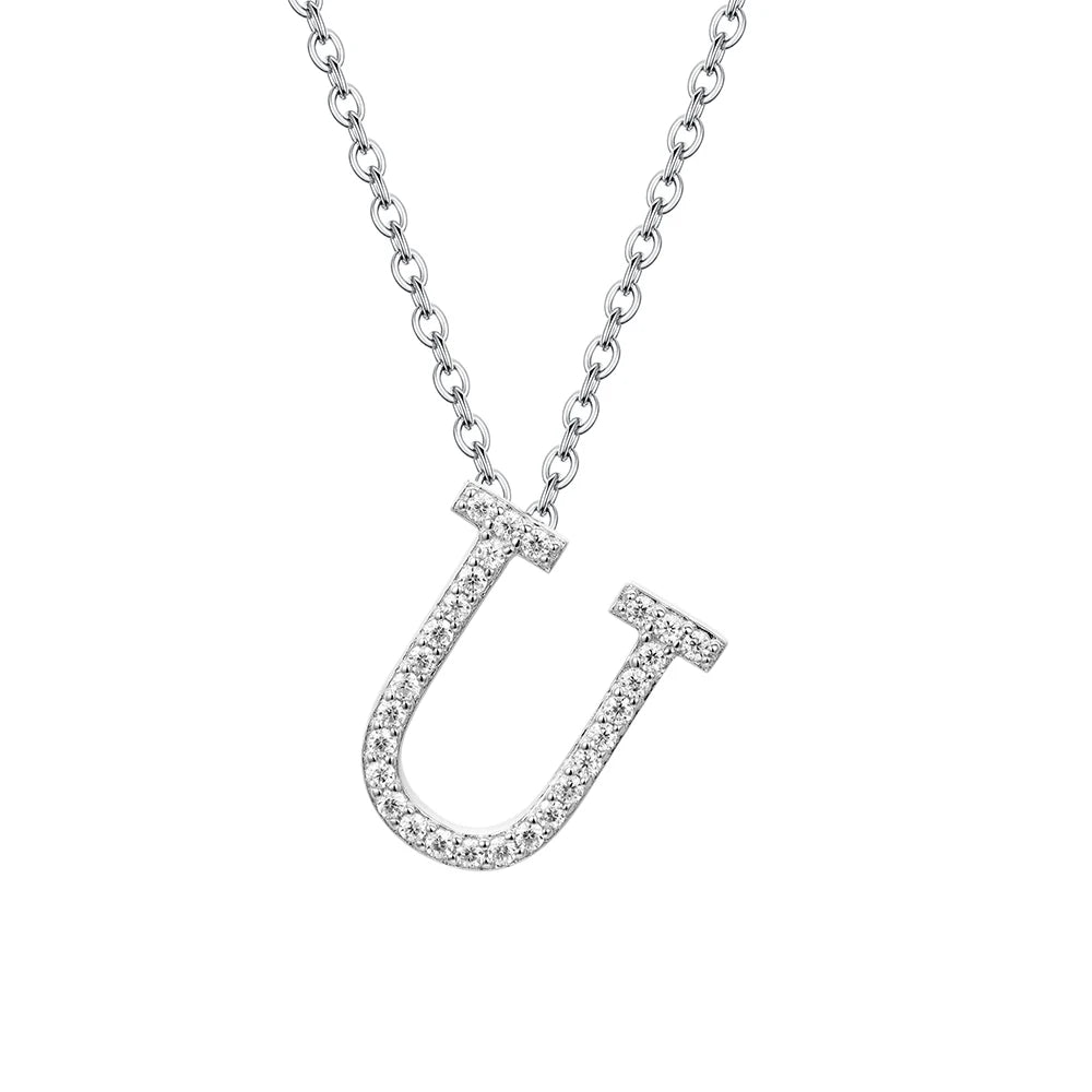 Moissanite Letter Pendant Necklace - U