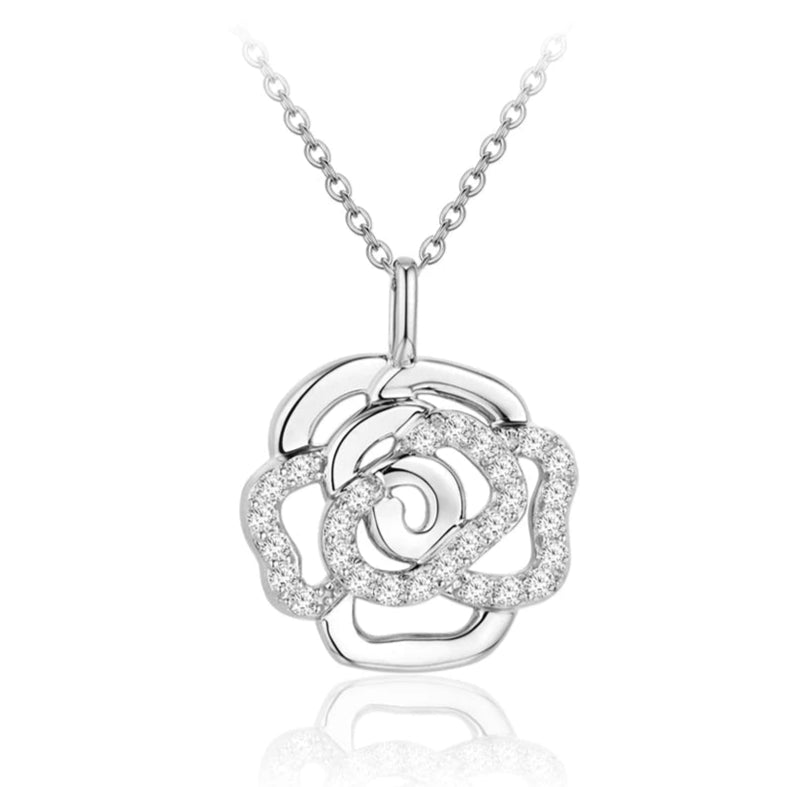 Rose Moissanite Sterling Silver Necklace