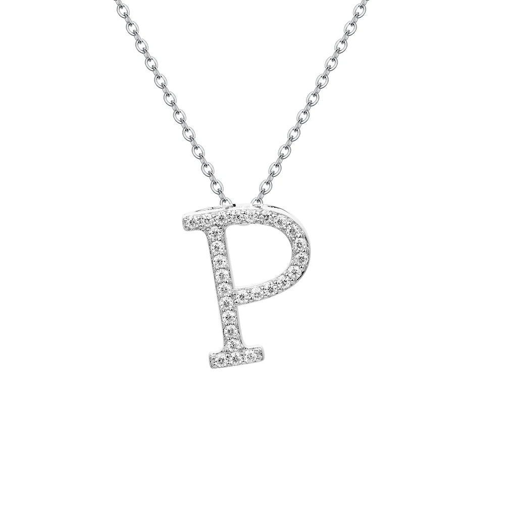 Moissanite Letter Pendant Necklace - P