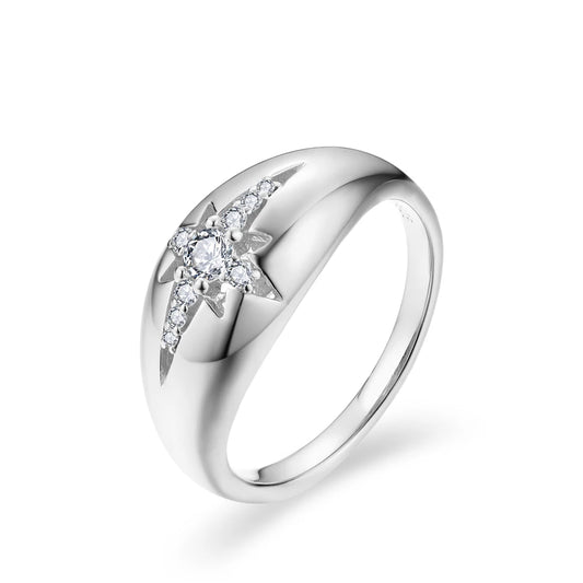 Elegant Moissanite Sterling Silver Statement Ring