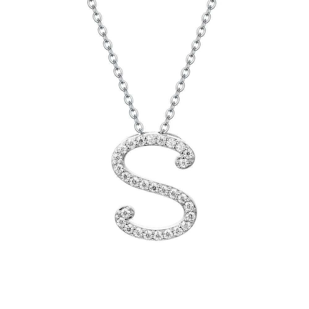Moissanite Letter Pendant Necklace - S