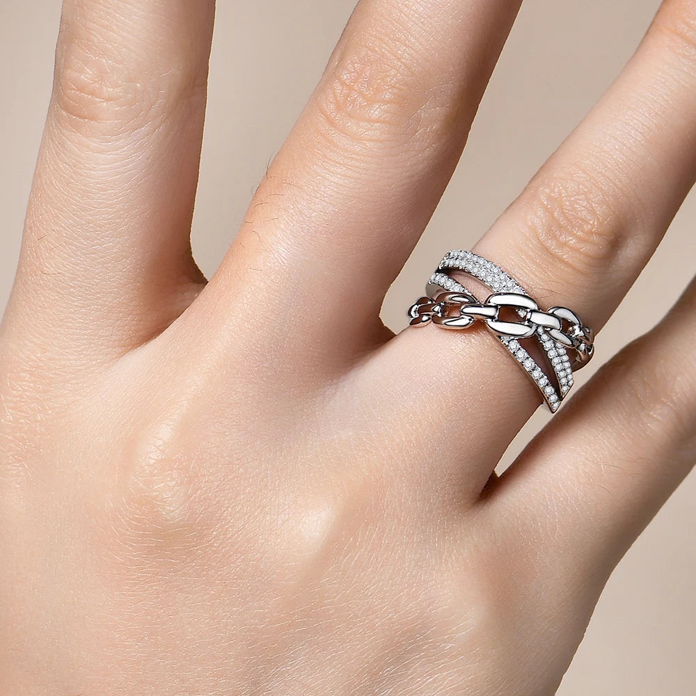Chunky Interlocked Moissanite Ring
