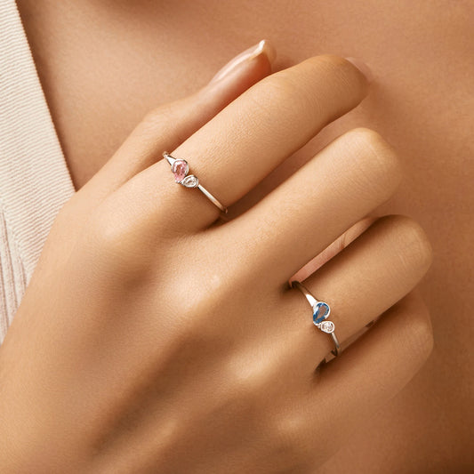 خاتم قلب أنيق من الفضة الاسترليني