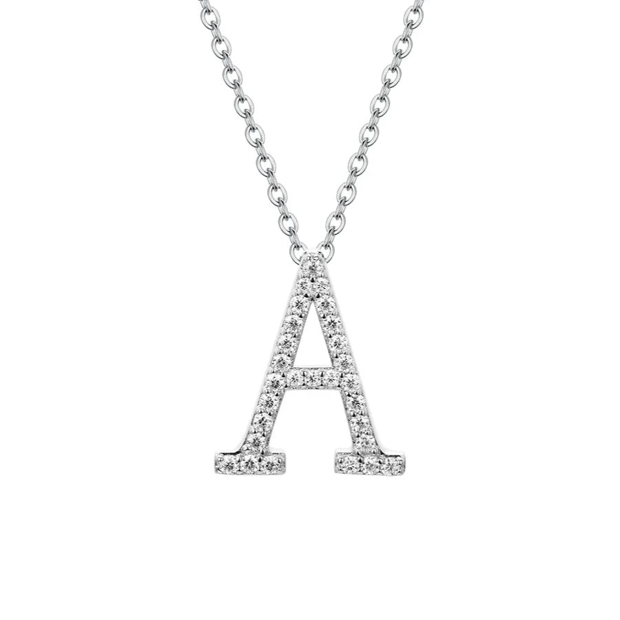 Moissanite Letter Pendant Necklace - A